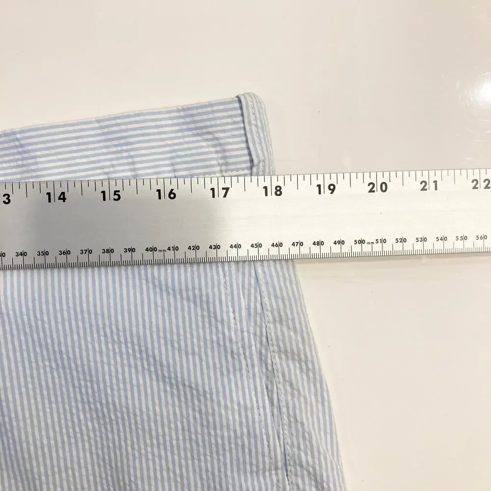 NWOT J CREW Shorts Men 34 9” Inseam Stripe Blue White Seersucker 4 Pocket Cotton
